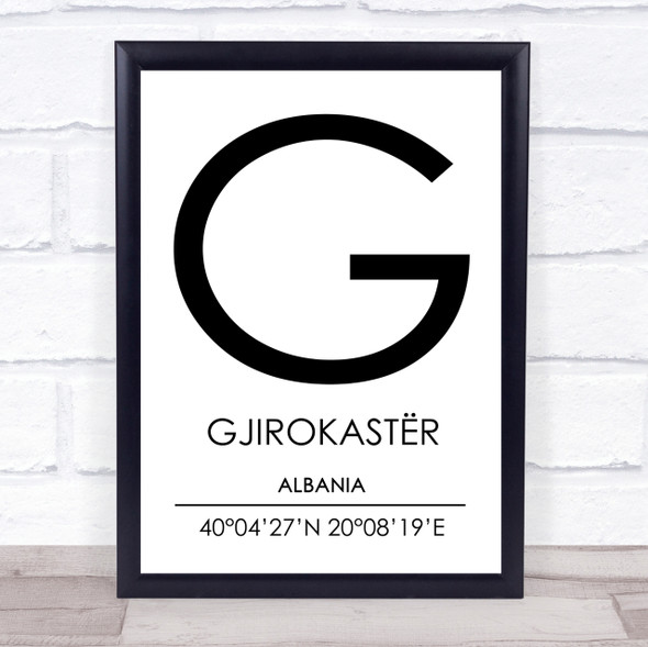 Gjirokaster Albania Coordinates Travel Print