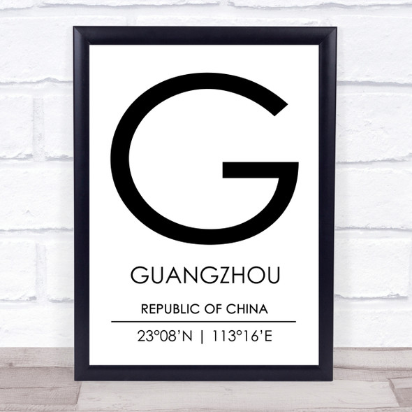 Guangzhou Republic Of China Coordinates Travel Print