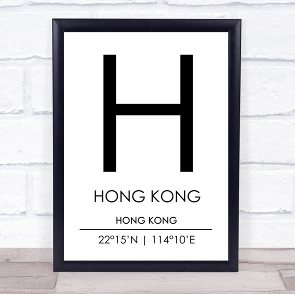 Hong Kong Hong Kong Coordinates Travel Print