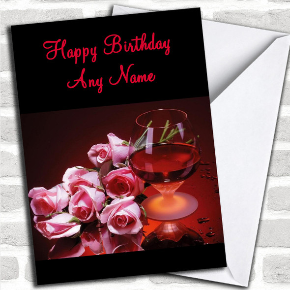 Brandy & Flowers Romantic Personalized Birthday Card
