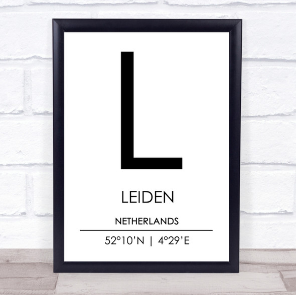Leiden Netherlands Coordinates Travel Print