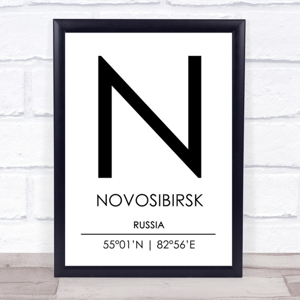 Novosibirsk Russia Coordinates Travel Print