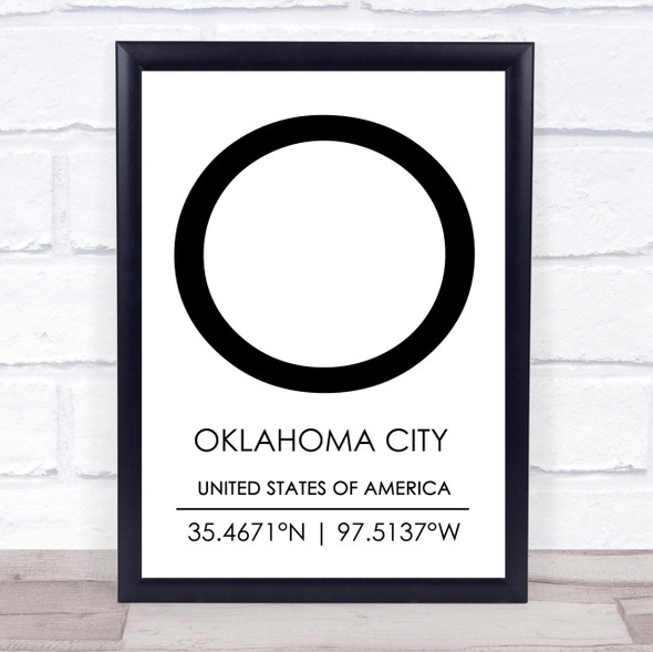 Oklahoma City United States Of America Coordinates Quote Print