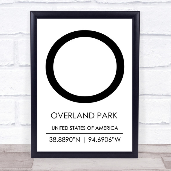 Overland Park United States Of America Coordinates Quote Print