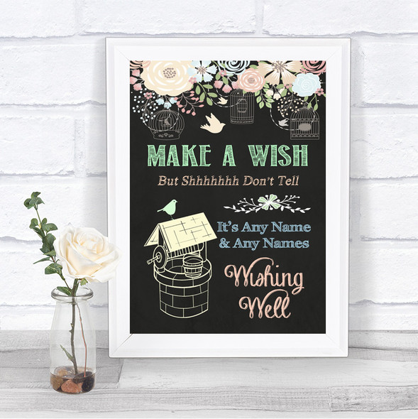 Shabby Chic Chalk Wishing Well Message Personalized Wedding Sign