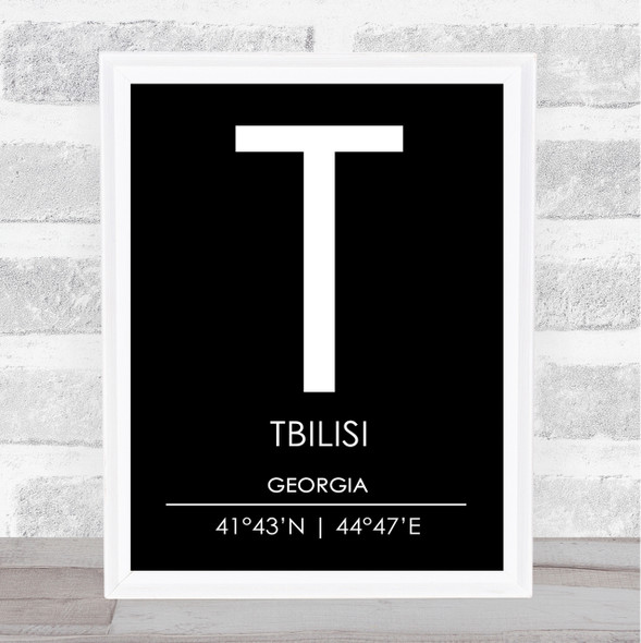 Tbilisi Georgia Coordinates Black & White World City Travel Print