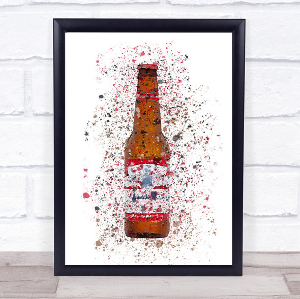 Watercolour Splatter Buddy Lager Bottle Wall Art Print