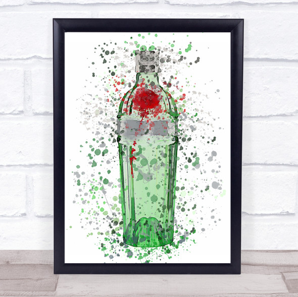 Watercolour Splatter Number Ten 10 Gin Bottle Wall Art Print