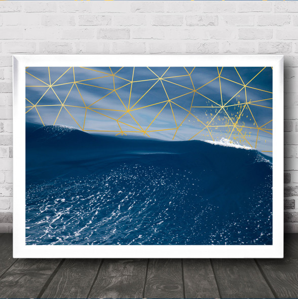 Sea Geometric Style Tidal Wave Decorative Wall Art Print