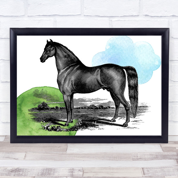 Horse & Watercolor Decorative Wall Art Print