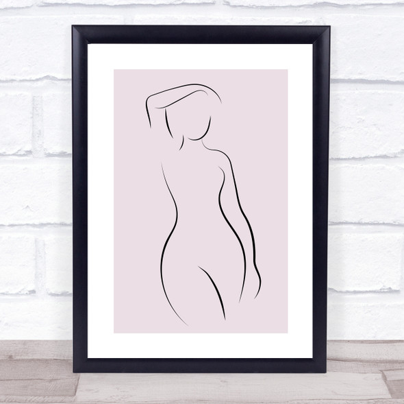 Block Colour Line Art Female Nude Naked Decorative Wall Art Print
