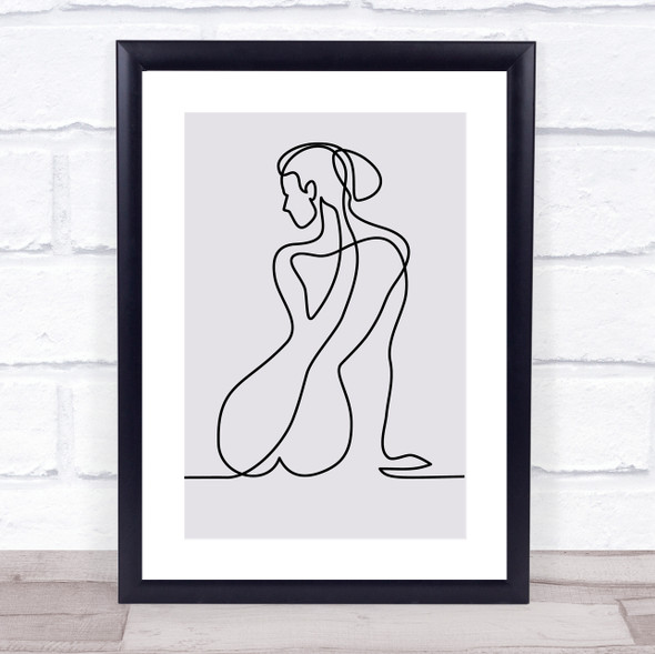 Block Colour Line Art Lady Nude Back Decorative Wall Art Print