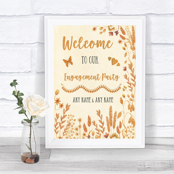 Autumn Leaves Welcome To Our Engagement Party Personalized Wedding Sign