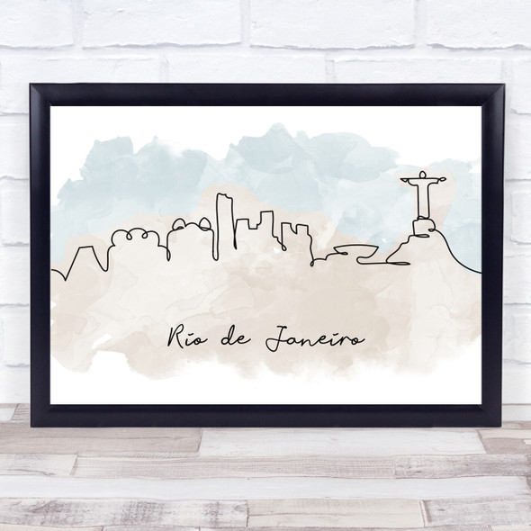 Watercolor Line Art Rio De Janeiro Decorative Wall Art Print