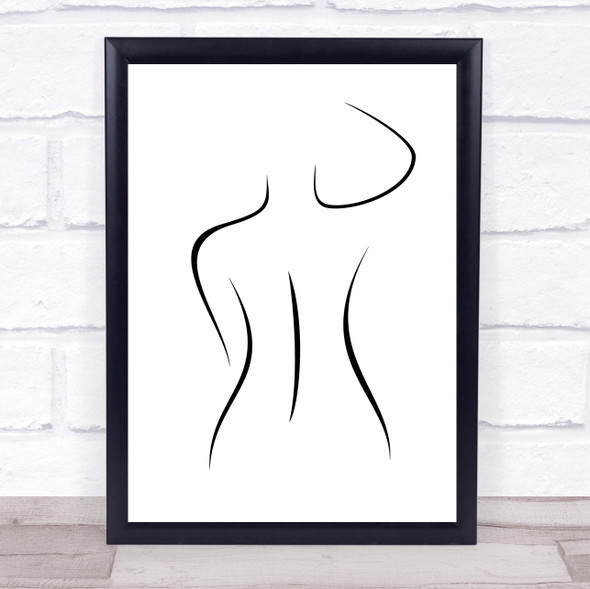 Black & White Line Art Female Back Decorative Wall Art Print