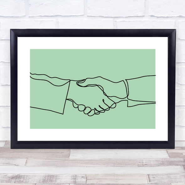 Block Colour Line Art Handshake Decorative Wall Art Print