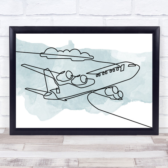 Watercolor Line Art Aeroplane Decorative Wall Art Print