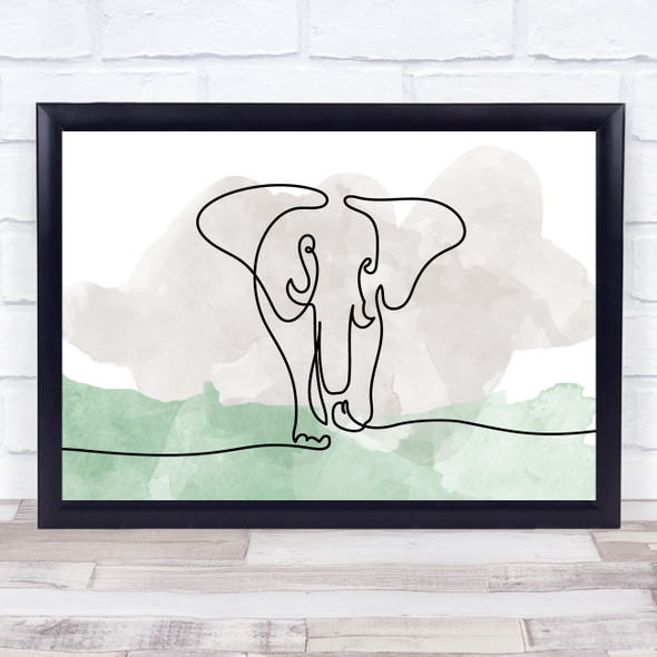 Watercolor Line Art Elephant Decorative Wall Art Print