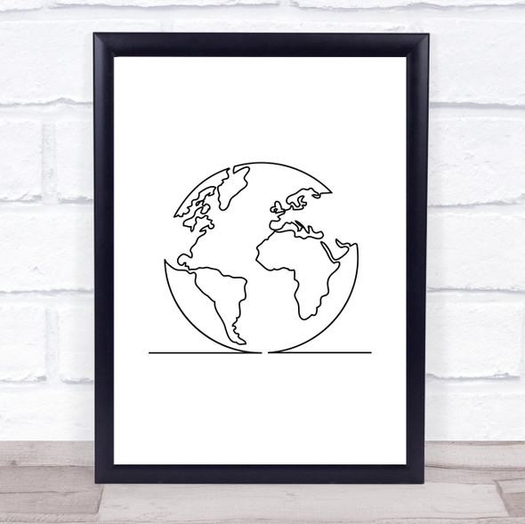 Black & White Line Art Earth Decorative Wall Art Print