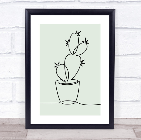 Block Colour Line Art Cactus Decorative Wall Art Print