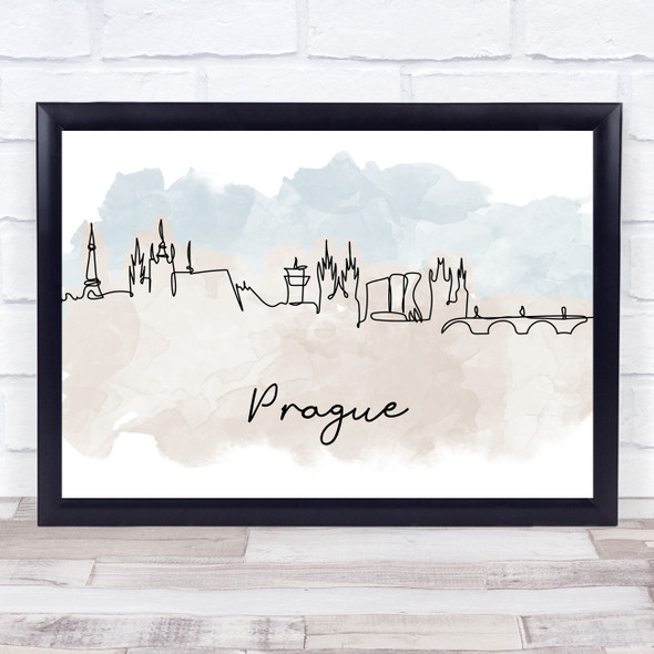 Watercolor Line Art Prague Decorative Wall Art Print