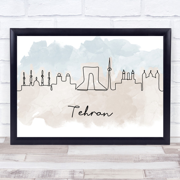 Watercolor Line Art Tehran Decorative Wall Art Print