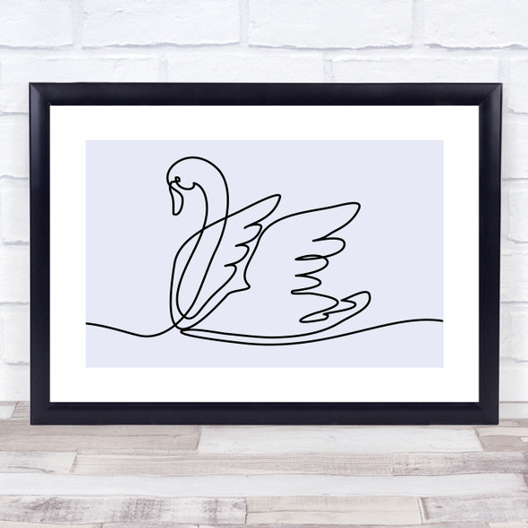 Block Colour Line Art Swan Decorative Wall Art Print