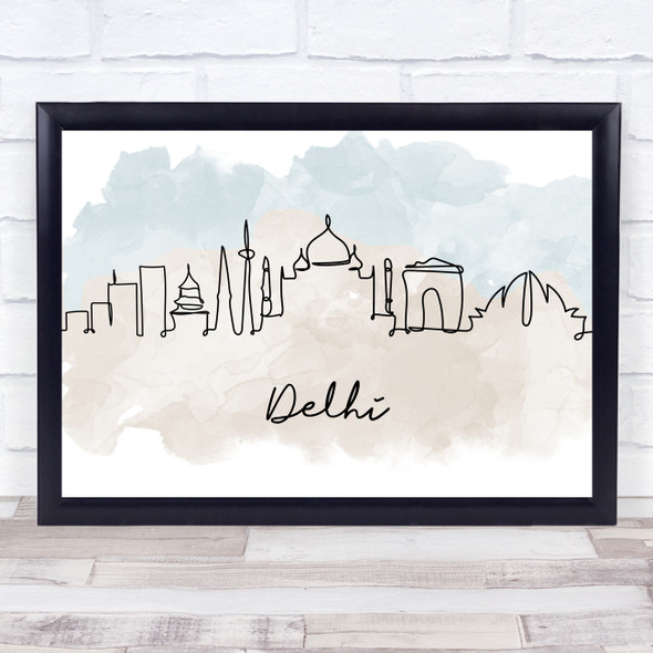 Watercolor Line Art Delhi Decorative Wall Art Print