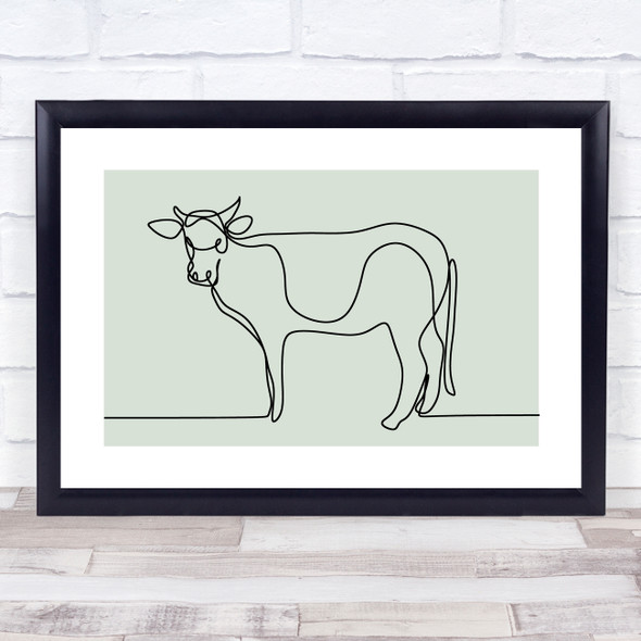 Block Colour Line Art Cow Decorative Wall Art Print