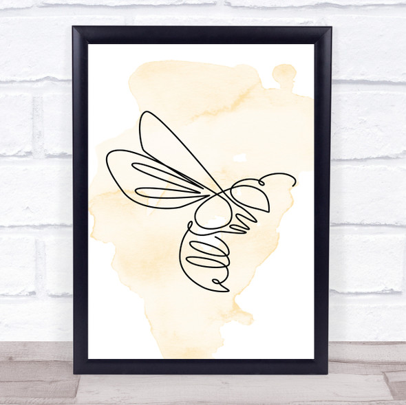 Watercolor Line Art Wasp Decorative Wall Art Print