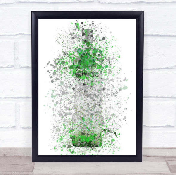 Watercolor Splatter French Frost Vodka Bottle Apple Green Wall Art Print