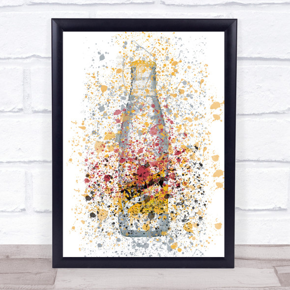 Watercolor Splatter Indian Tonic Bottle Decorative Wall Art Print