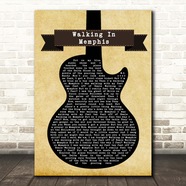 Marc Cohn Walking In Memphis Black Guitar Song Lyric Print