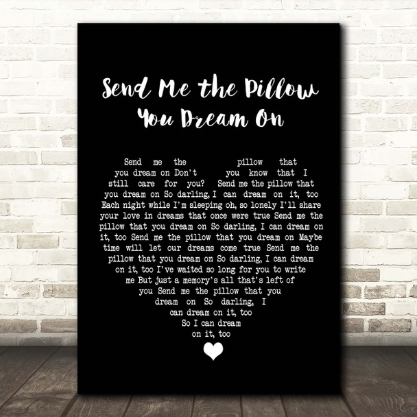 Johnny Tillotson Send Me the Pillow You Dream On Black Heart Song Lyric Print