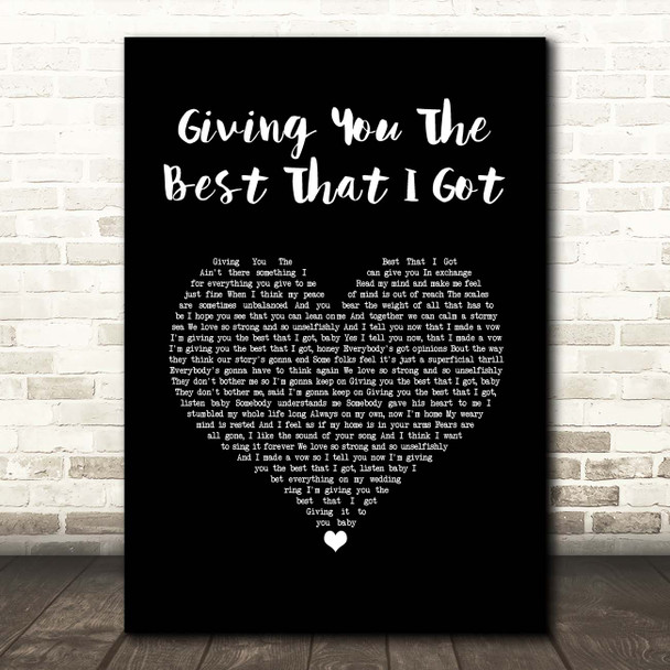 Anita Baker Giving You The Best That I Got Black Heart Song Lyric Print