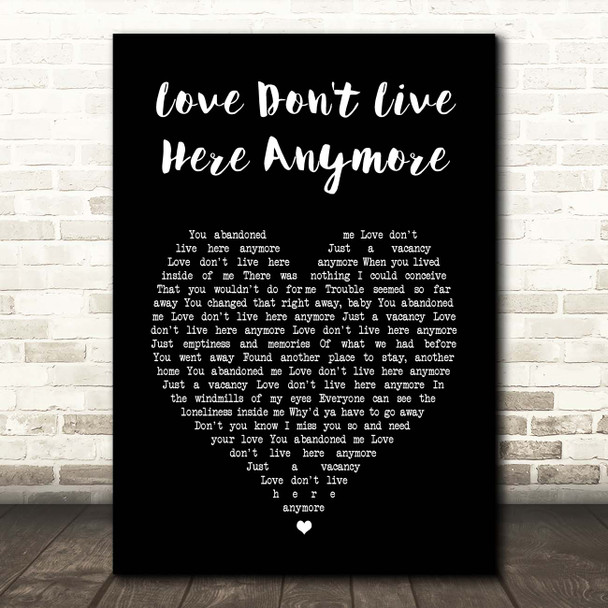 Rose Royce Love Don't Live Here Anymore Black Heart Song Lyric Print