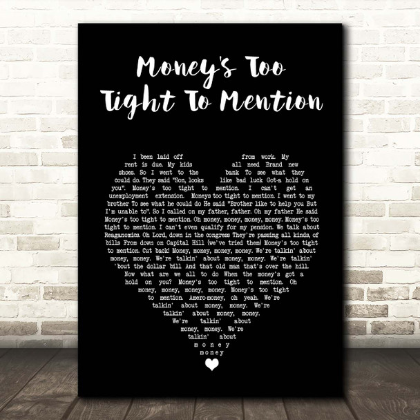 Simply Red Money's Too Tight To Mention Black Heart Song Lyric Print