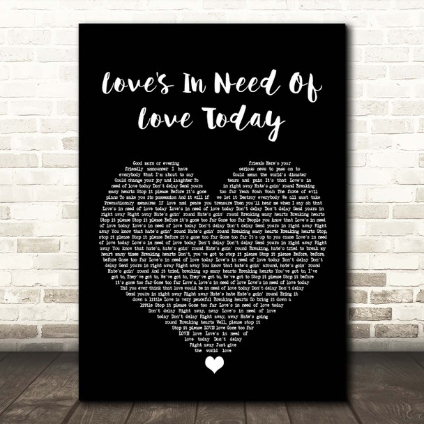 Stevie Wonder Love's In Need Of Love Today Black Heart Song Lyric Print