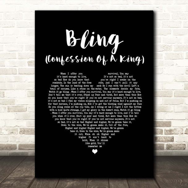 The Killers Bling (Confession Of A King) Black Heart Song Lyric Print