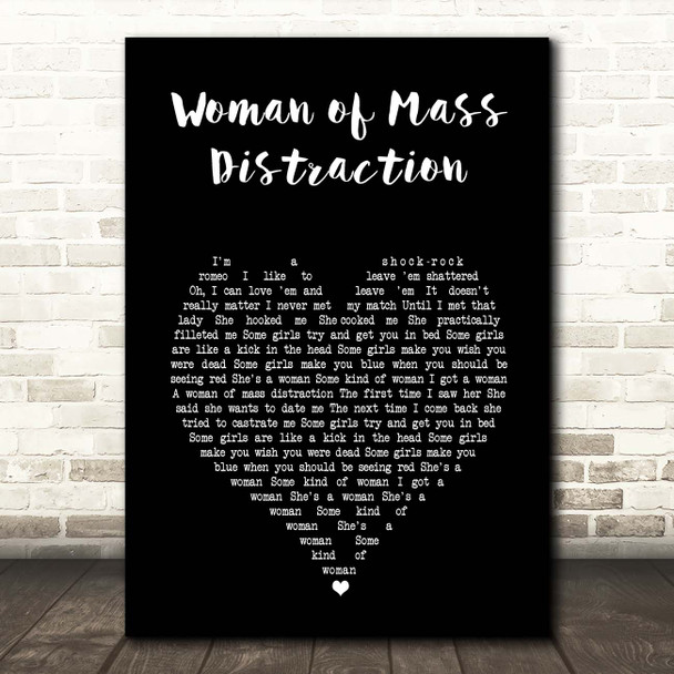 Alice Cooper Woman of Mass Distraction Black Heart Song Lyric Print