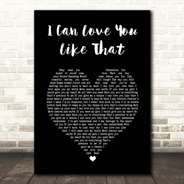 John Michael Montgomery I Can Love You Like That Black Heart Song Lyric Print
