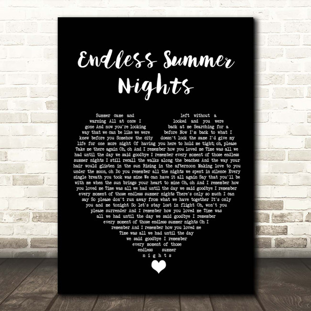 Richard Marx Endless Summer Nights Black Heart Song Lyric Print