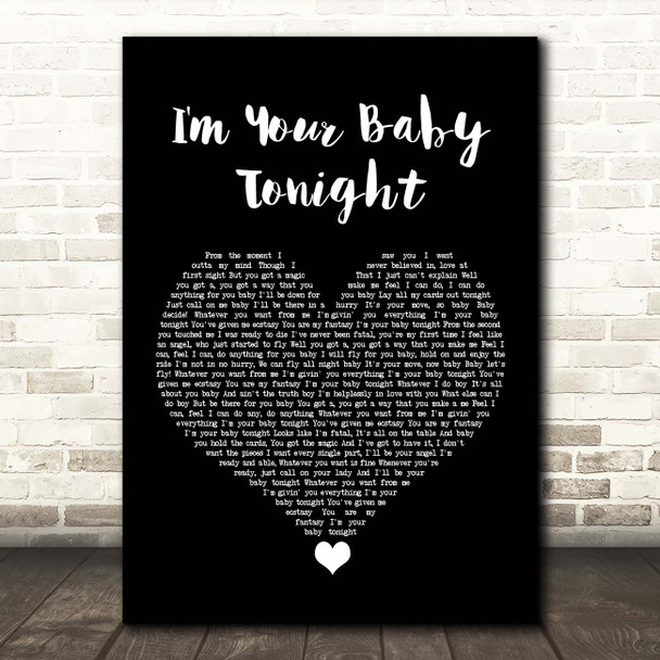 Whitney Houston I'm Your Baby Tonight Black Heart Song Lyric Print