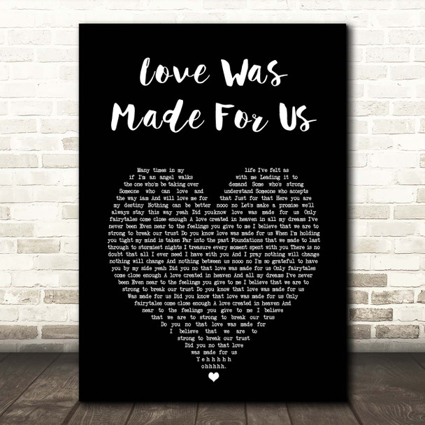 Cleo Love Was Made For Us Black Heart Song Lyric Print
