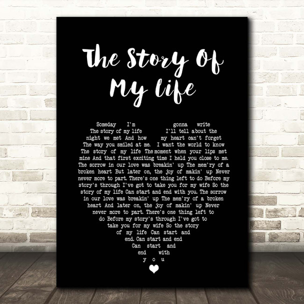 Michael Holliday The Story Of My Life Black Heart Song Lyric Print