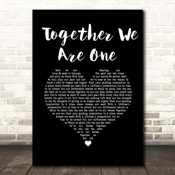 Delta Goodrem Together We Are One Black Heart Song Lyric Print