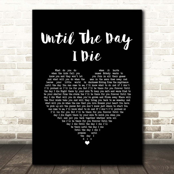 Jimmy Nail Until The Day I Die Black Heart Song Lyric Print