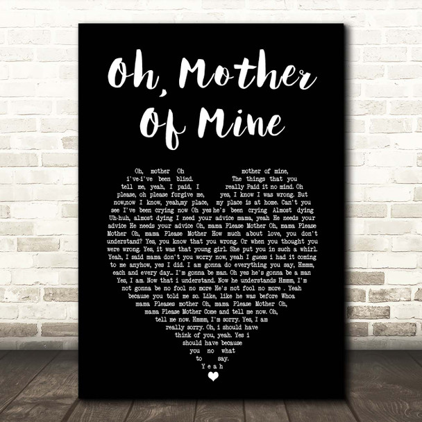 The Temptations Oh, Mother Of Mine Black Heart Song Lyric Print