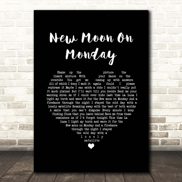 Duran Duran New Moon On Monday Black Heart Song Lyric Print