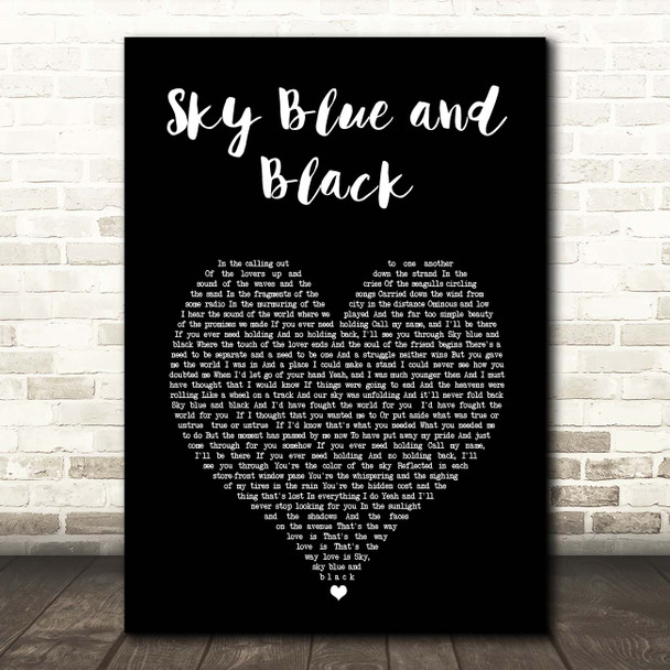 Jackson Browne Sky Blue and Black Black Heart Song Lyric Print
